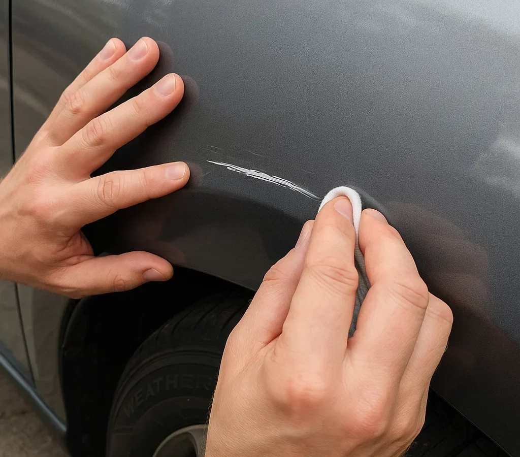 Fahrzeug mit Smart Repair behandelt – kleiner Kratzer fachgerecht und schnell beseitigt, ideal für Leasingrückgabe oder Wiederverkauf.